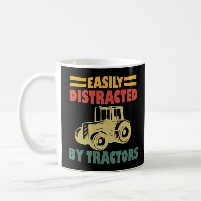 Easily Distracted By Tractors Coffee Mug (Left)