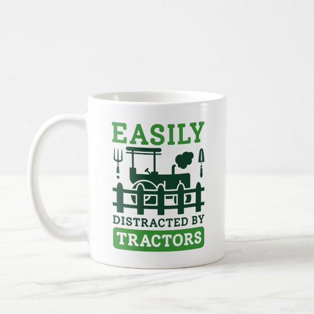 Easily Distracted By Tractors Coffee Mug (Left)