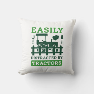 Easily Distracted By Tractors Cushion