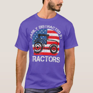Easily Distracted by Tractors for Patriotic Farmer T-Shirt