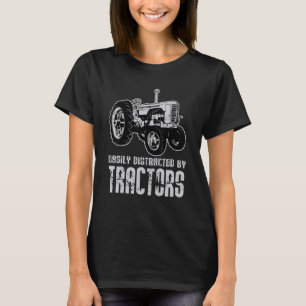 Easily Distracted By Tractors Organic Farmer Farmi T-Shirt
