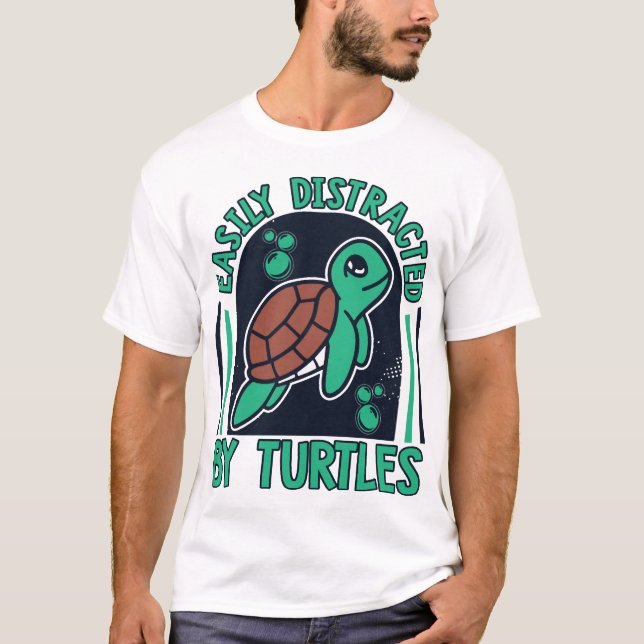 Easily Distracted By Turtles Alligator Snapping Co T-Shirt (Front)