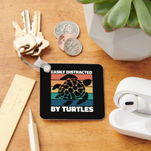 Easily Distracted By Turtles Cool Sea Animal Funny Key Ring