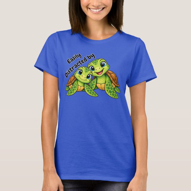 Easily Distracted by Turtles | Cute Sea Life Tee (Front)