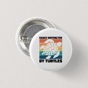 Easily Distracted By Turtles Funny Amphibian Cool 3 Cm Round Badge