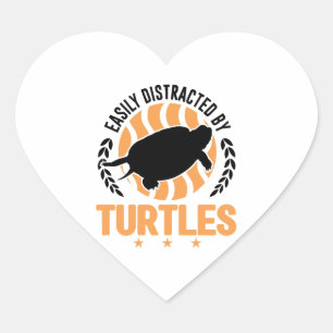 Easily Distracted By Turtles Mini Turtle Heart Sticker