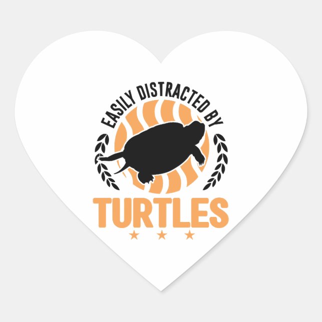 Easily Distracted By Turtles Mini Turtle Heart Sticker (Front)