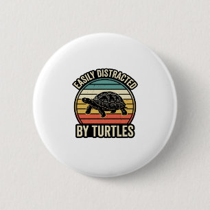 Easily Distracted By Turtles Vintage Graphic Shirt 6 Cm Round Badge