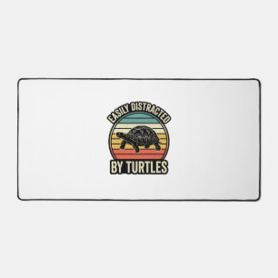 Easily Distracted By Turtles Vintage Graphic Shirt Desk Mat