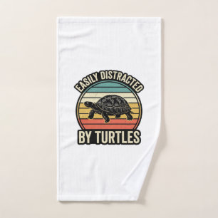 Easily Distracted By Turtles Vintage Graphic Shirt Hand Towel