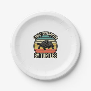 Easily Distracted By Turtles Vintage Graphic Shirt Paper Plate