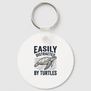 Easily Distracted By Turtles Vintage Shirt Design_ Key Ring