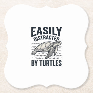 Easily Distracted By Turtles Vintage Shirt Design_ Paper Coaster