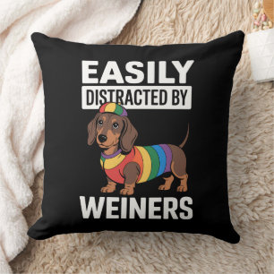 Easily Distracted By Weiners LGBTQ Rainbow Gay Cushion