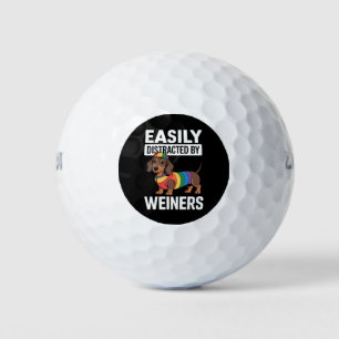 Easily Distracted By Weiners LGBTQ Rainbow Gay Golf Balls