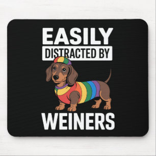 Easily Distracted By Weiners LGBTQ Rainbow Gay Mouse Pad
