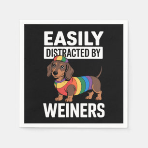 Easily Distracted By Weiners LGBTQ Rainbow Gay Napkin