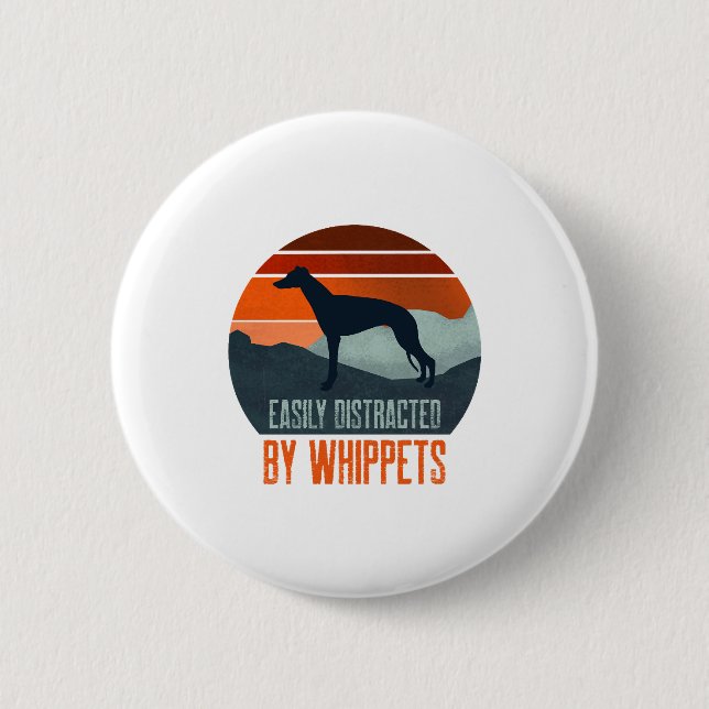 Easily Distracted By Whippets Dog Walking 6 Cm Round Badge (Front)