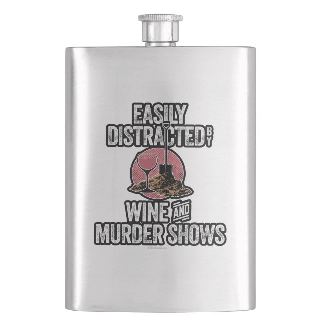 Easily Distracted by Wine and Murder Shows Hip Flask (Front)
