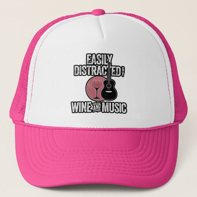 Easily Distracted by Wine and Murder Shows Trucker Hat (Front)