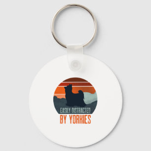 Easily Distracted By Yorkies Dog Walking Key Ring