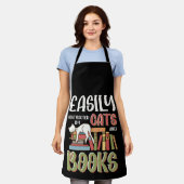 Easily Distracted Cats And Books Funny Apron (Worn)