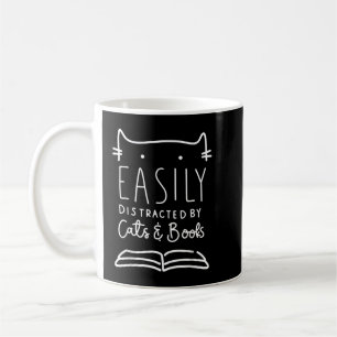 Easily Distracted Cats And Books Funny Gift For Ca Coffee Mug