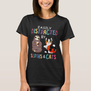 Easily Distracted Sloths Cats Nap T-Shirt