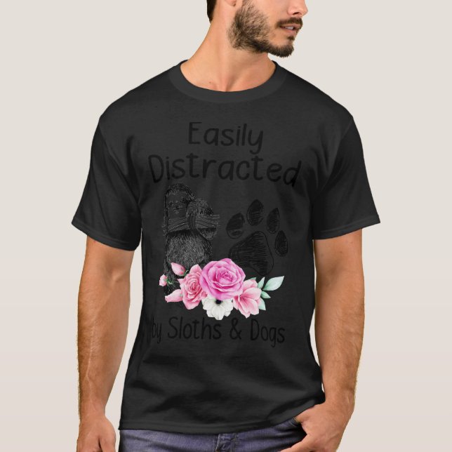Easily Distrated By Sloth And Dog T-Shirt (Front)