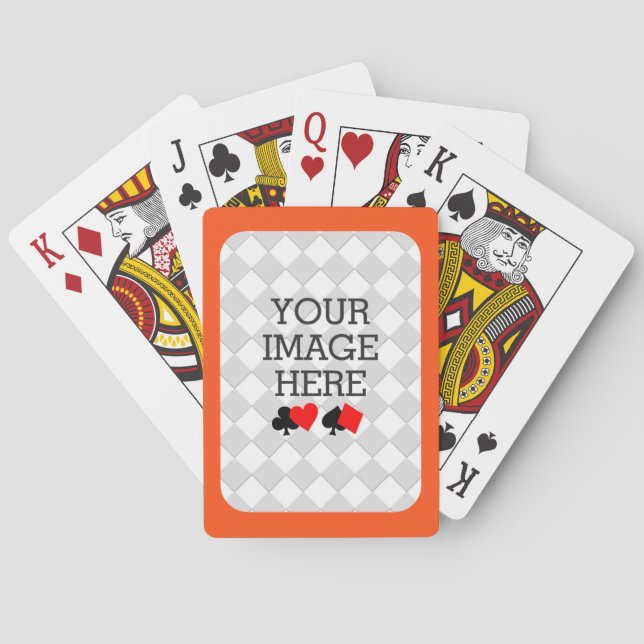 Easily Make Your Own Deck in One Step Orange Frame Playing Cards (Back)