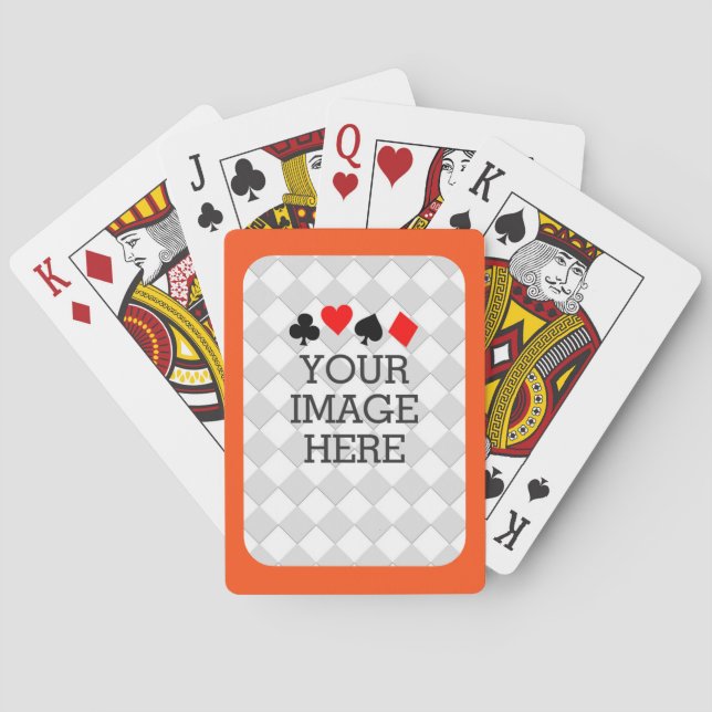 Easily Make Your Own in One Step in orange frame Playing Cards (Back)