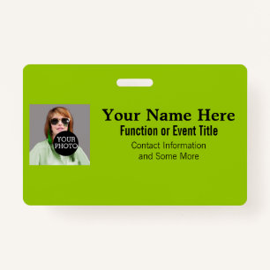 Easily Make Your Own Lime Photo Logo name tag ID Badge