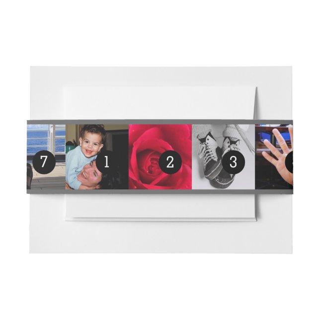 Easily Make Your Own Photo Display with 7 photos Invitation Belly Band (Front Example)