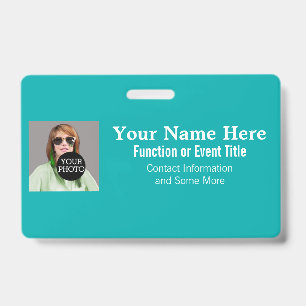 Easily Make Your Own Turquoise Photo Logo name tag ID Badge