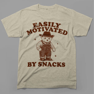 Easily Motivated By Snacks Funny Bear T-Shirt