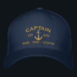 Easily Personalise a Stylish Captain Rope Anchor Embroidered Hat<br><div class="desc">An easily personalised captain rope anchor embroidery nautical style. An original casual fashion embroidered baseball cap sure to make an impression on, or off the boat. Here's a selection of fine custom casual embroidered baseball caps; in a nautical style, you can easily personalise to make it as unique as you...</div>