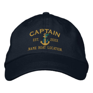 Easily Personalise This Captain Rope Anchor Style Embroidered Hat