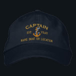 Easily Personalise This Captain Rope Anchor Text Embroidered Hat<br><div class="desc">Personalise this captain rope anchor embroidery nautical style with a year and text. An original casual fashion embroidered baseball cap sure to make an impression on, or off the boat. Here's a selection of fine custom casual embroidered baseball caps; in a nautical style, you can easily personalise to make it...</div>