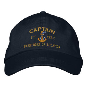 Easily Personalise This Captain Rope Anchor Text Embroidered Hat