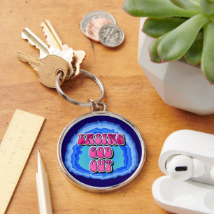 Easing GOD Out Geode 12 Step AA Recovery Slogan Key Ring