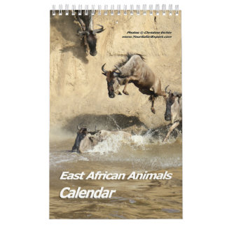 East African Animals (Single Page) Calendar