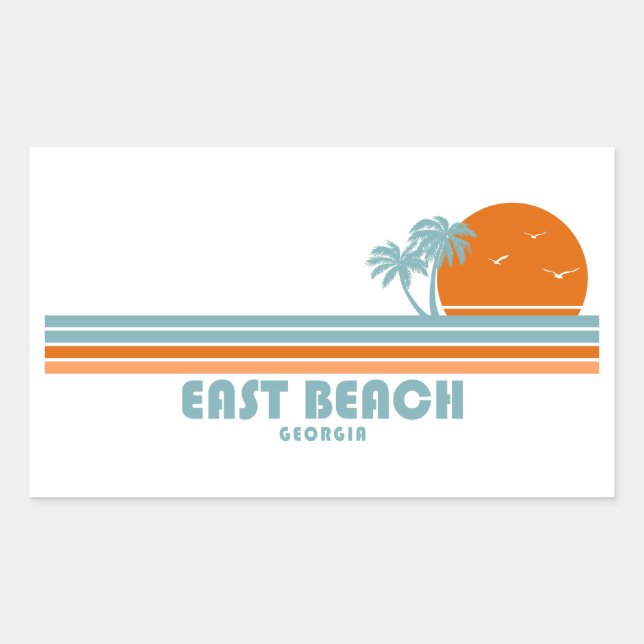 East Beach Georgia Sun Palm Trees Rectangular Sticker (Front)