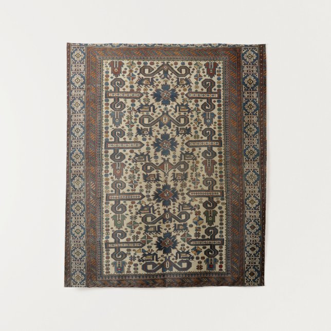 East Caucasus Brown Beige Teal  Tapestry (Front)
