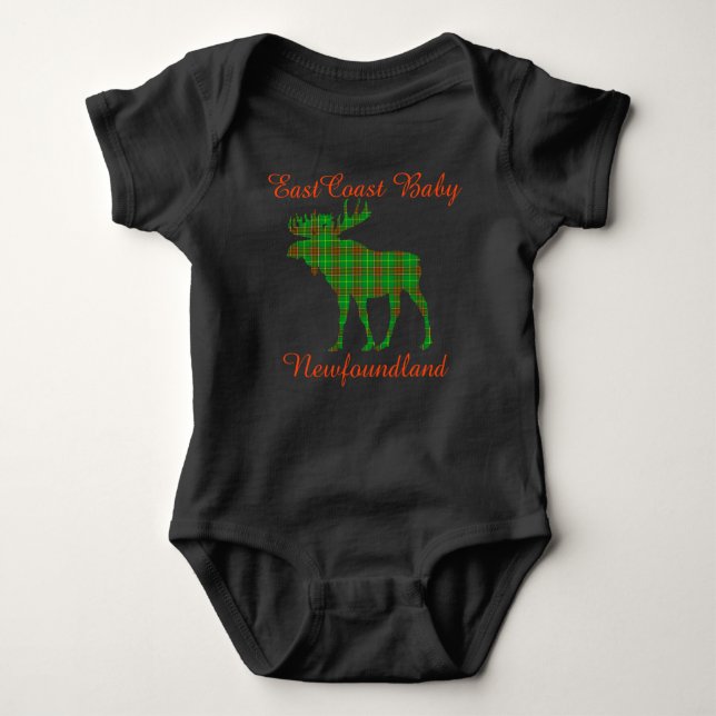 East Coast Baby Newfoundland tartan Moose Bodysuit (Front)