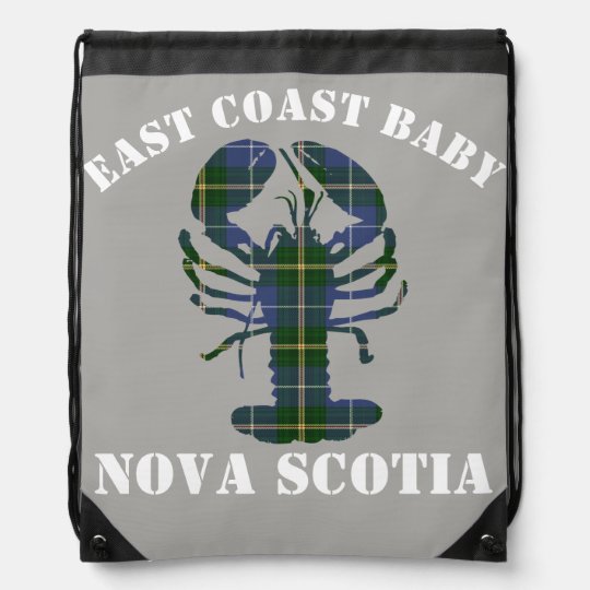 East Coast Baby Nova Scotia Lobster Tartan grey Drawstring Bag
