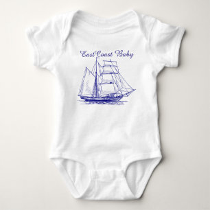 East Coast Baby sailboat ship schooner  nautical Bodysuit