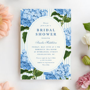 East Coast Blue Hydrangea Garden Bridal Shower Invitation