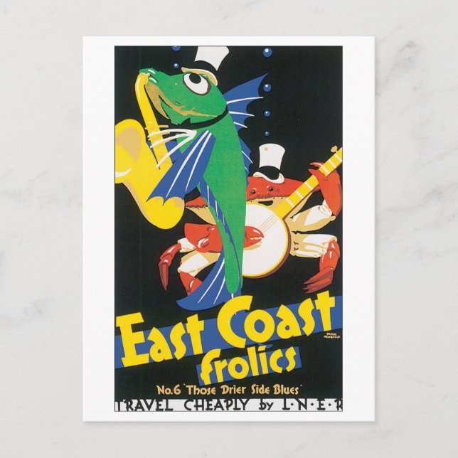 East Coast Frolics Vintage Travel Poster Postcard (Front)