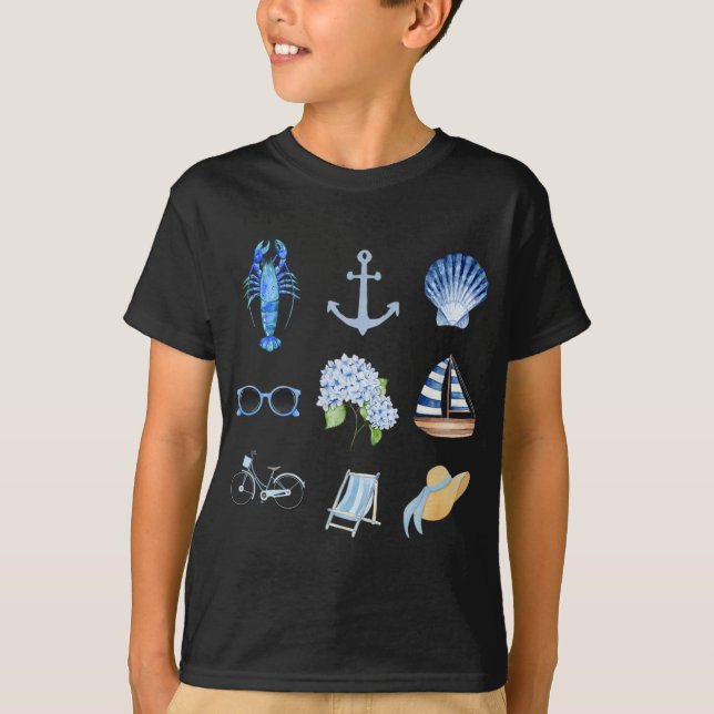East Coast Summer New England Aesthetic Collage  T-Shirt (Front)