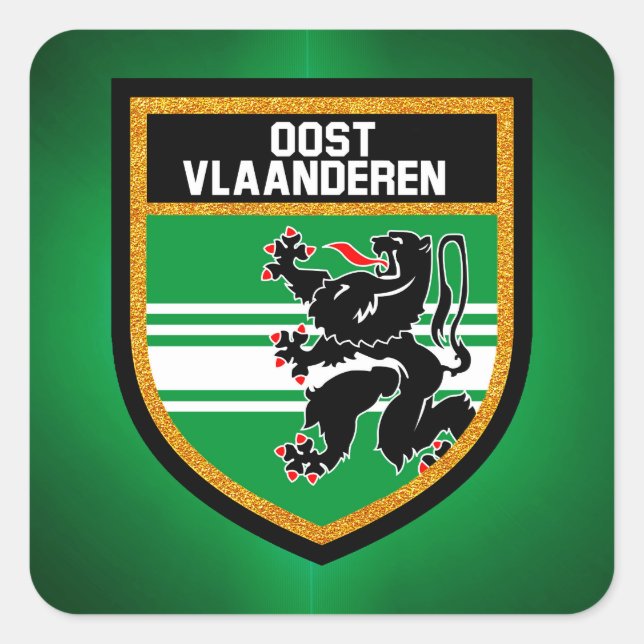 East Flanders Flag Square Sticker (Front)